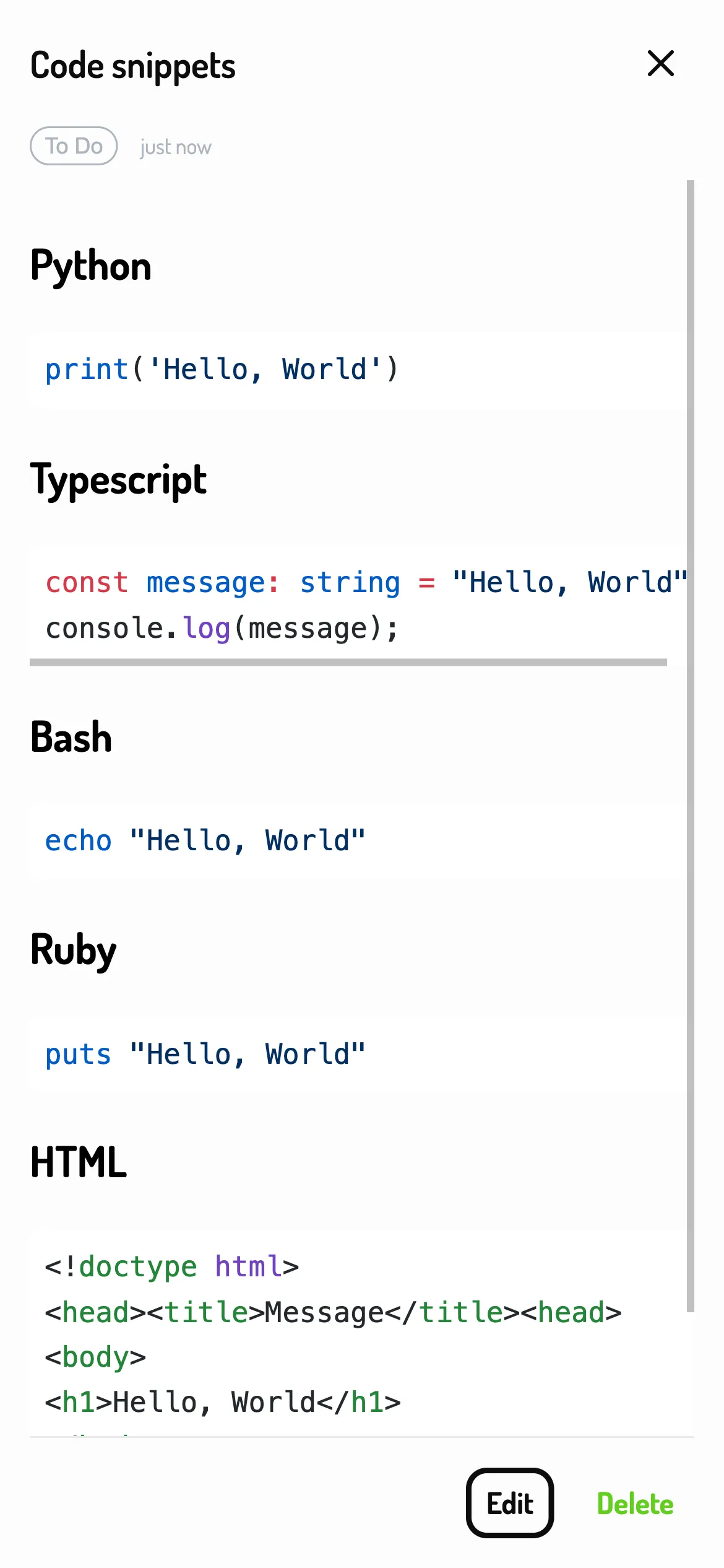 Light theme syntax highlighting